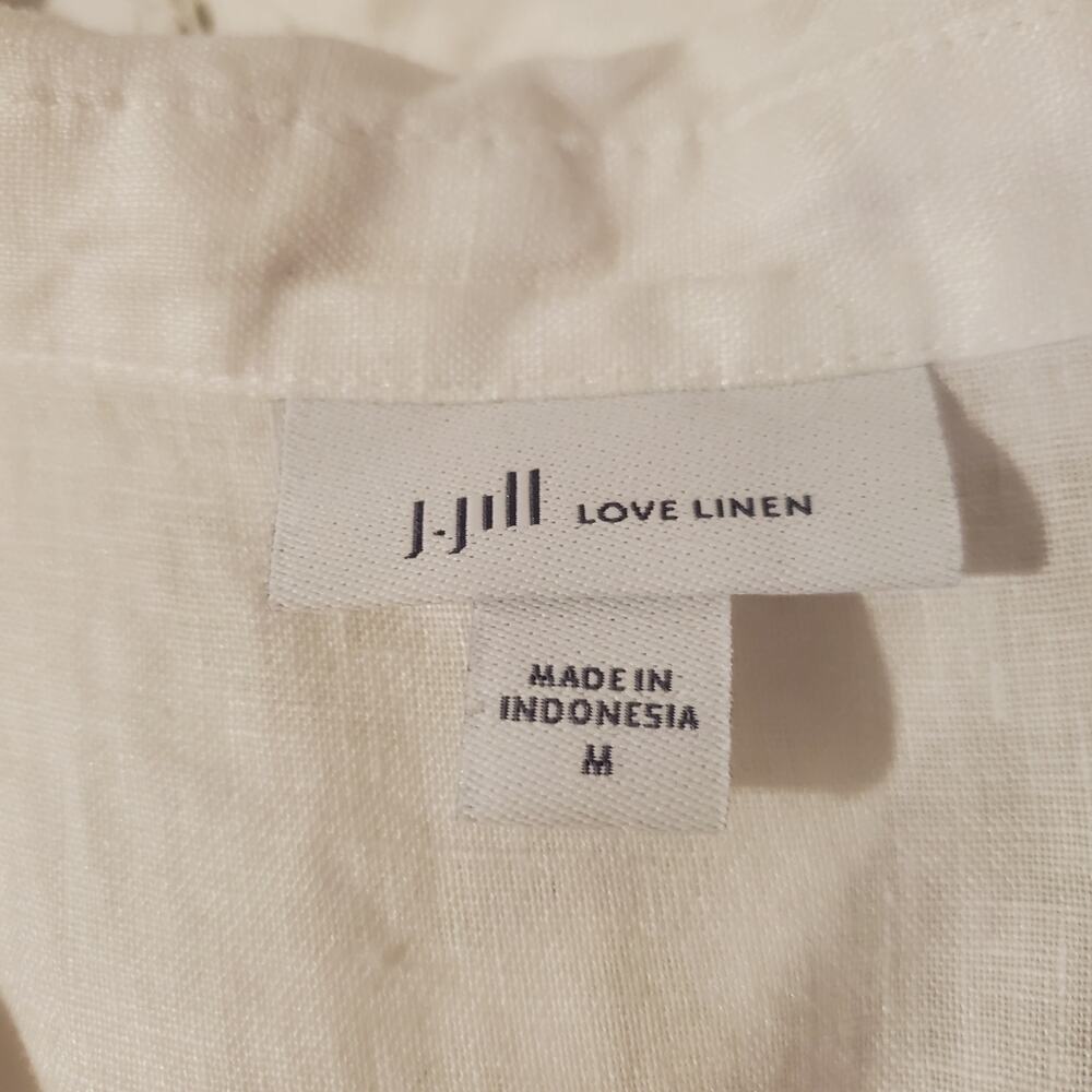 J Jill Love Linen Shell Button Tie Hem Blouse Top Womens Size M White Coastal - Picture 7 of 10